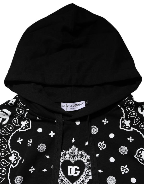 Dolce & Gabbana Black Bandana Hooded Men Sweatshirt Sweater