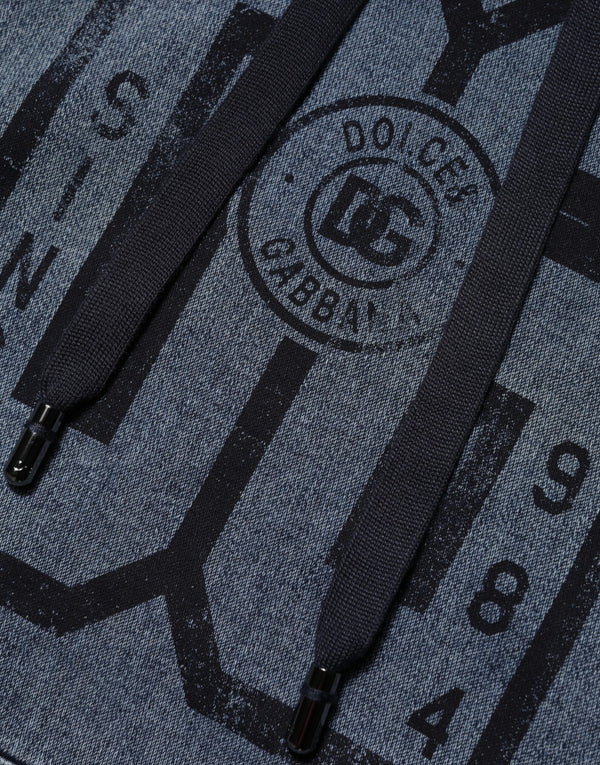 Dolce & Gabbana Blue Cotton Blend Hooded Sweatshirt Sweater