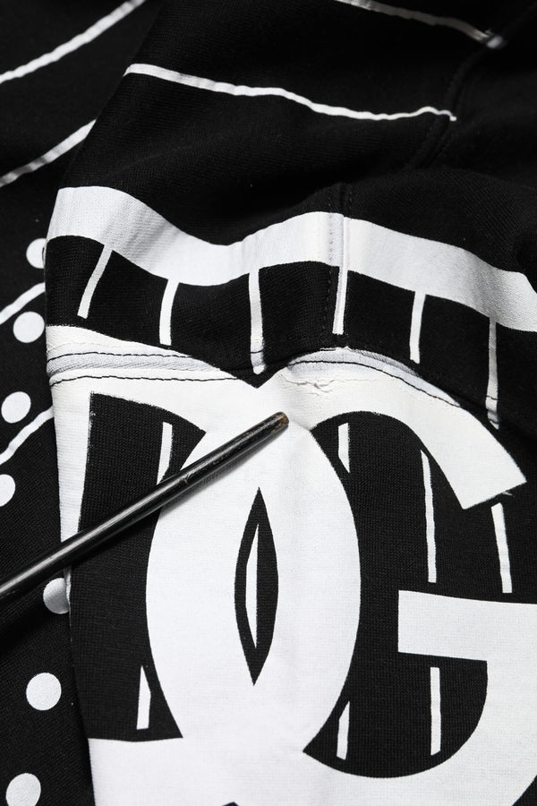 Dolce & Gabbana Black Stripes Hooded Men Sweatshirt Sweater