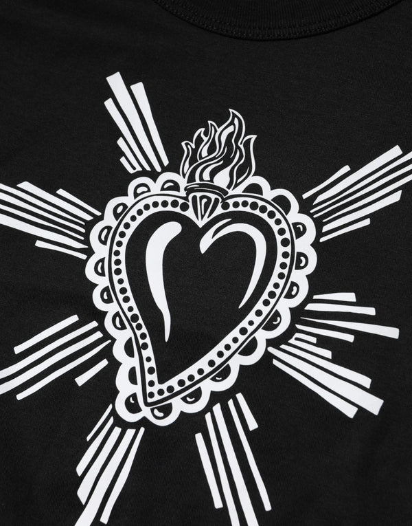 Dolce & Gabbana Black Sacred Heart Cotton Crew Neck T-shirt