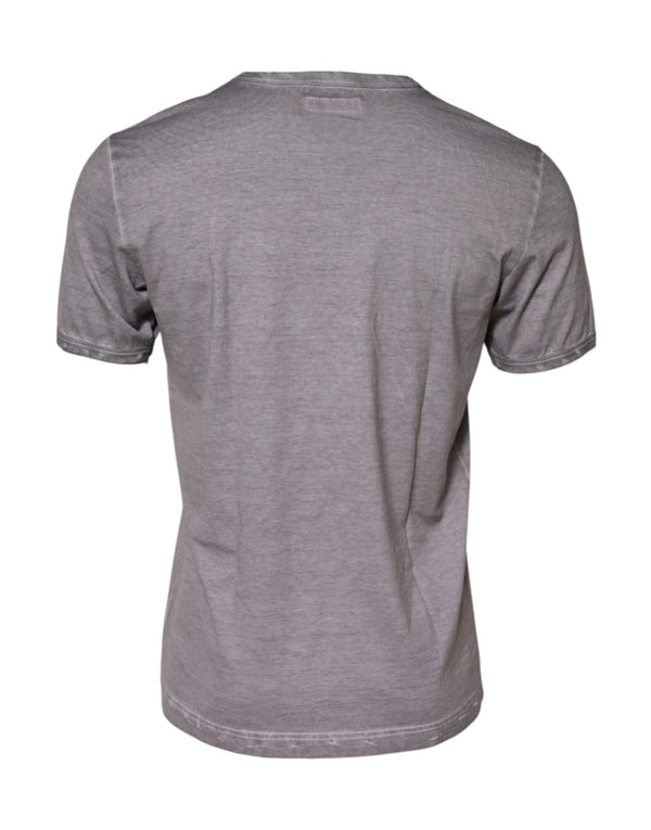 Dolce & Gabbana Gray Graphic Print Cotton Crew Neck T-shirt