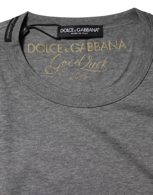 Dolce & Gabbana Gray Cotton Crew Neck Short Sleeves T-shirt