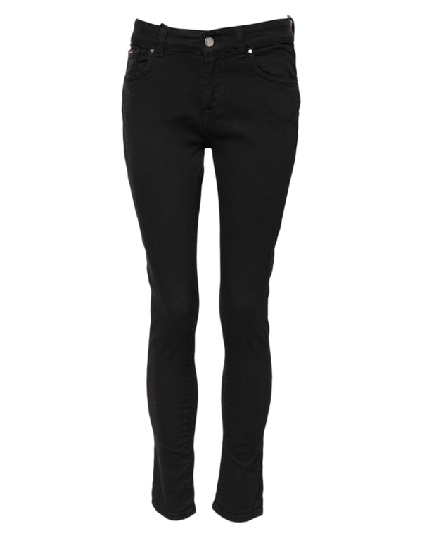 Dolce & Gabbana Black Cotton Skinny Mid Waist Denim Jeans