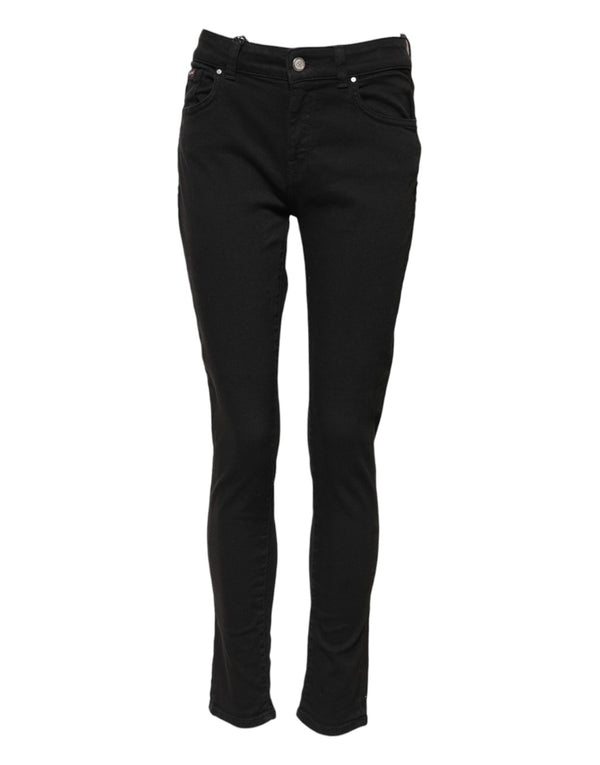 Dolce & Gabbana Black Cotton Skinny Mid Waist Denim Jeans