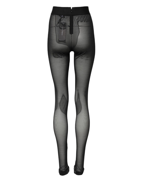 Dolce & Gabbana Black Nylon Leggings Stretch Pants