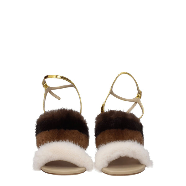 Fendi Brown Mink Strap-Ons Sandals