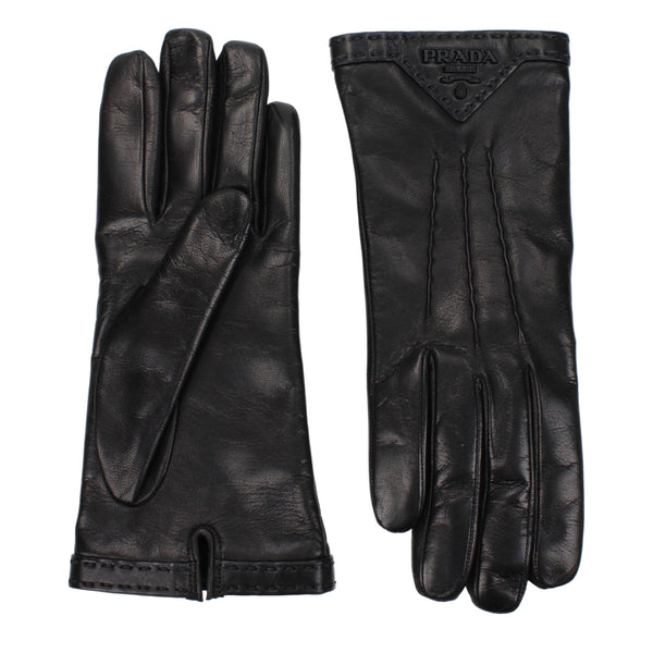 Prada Black Leather Gloves