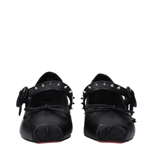 Christian Louboutin Black Leather Ballet Flats