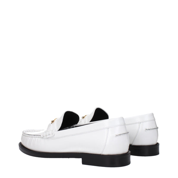Versace White Leather Slip-On Loafers