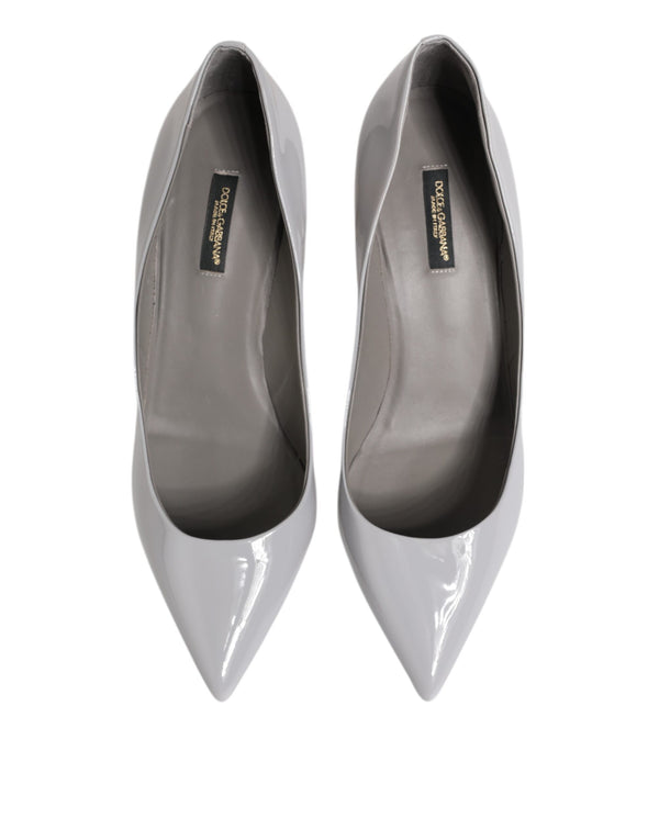 Dolce & Gabbana Light Gray Leather Kitten Heels Pumps Shoes