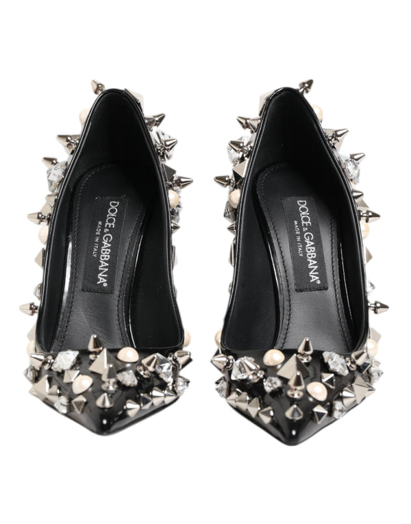 Dolce & Gabbana Black Crystals Studs Stiletto Pumps Shoes