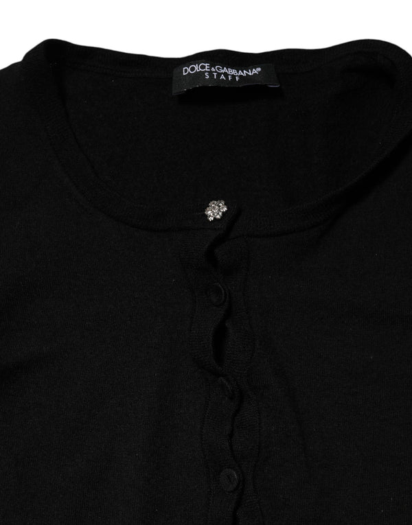 Dolce & Gabbana Black STAFF Round Neck Cardigan Sweater