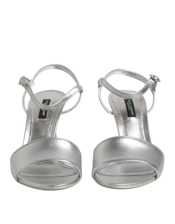 Dolce & Gabbana Silver KEIRA Heels Ankle Strap Sandals Shoes