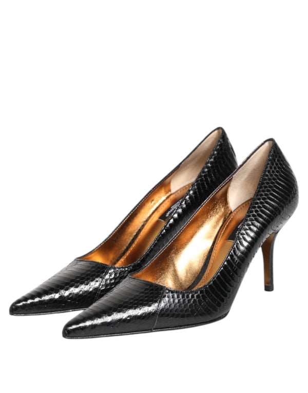 Dolce & Gabbana Black Exotic Leather Stiletto Pumps Shoes