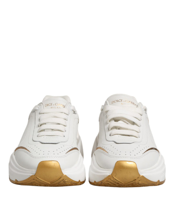 Dolce & Gabbana White Gold DAYMASTER Leather Sneakers Shoes