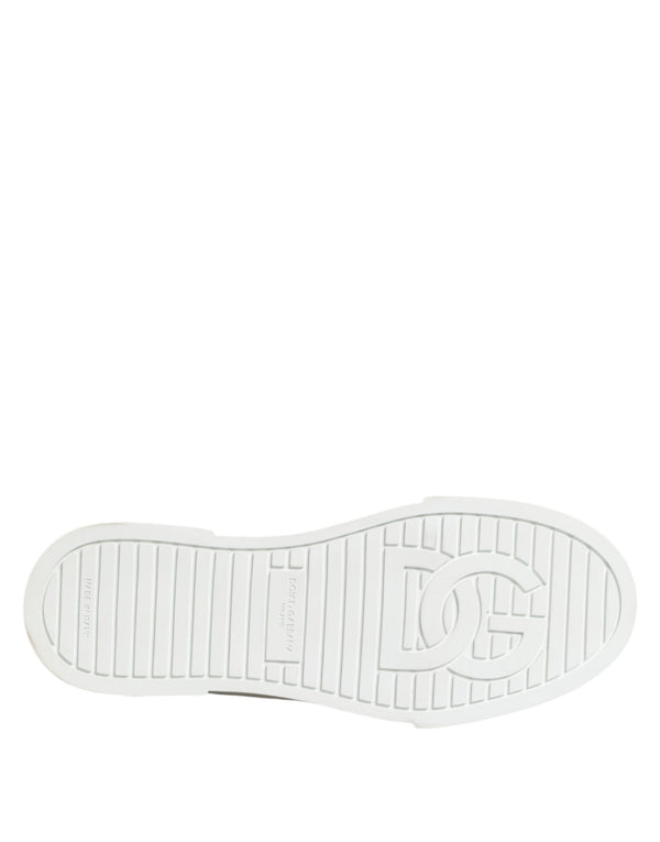 Dolce & Gabbana White Pink Canvas Low Top Sneakers Shoes