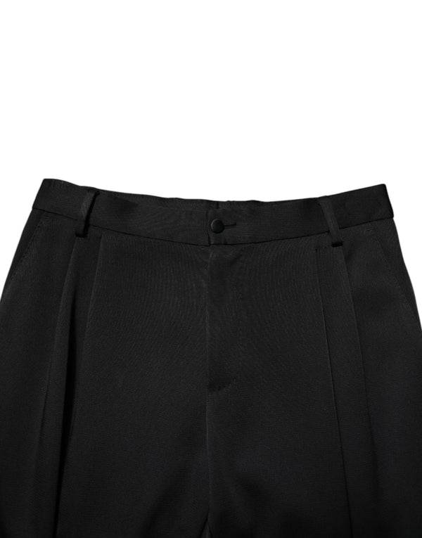 Dolce & Gabbana Black Acetate HighWaist Tapered Trouser Pants