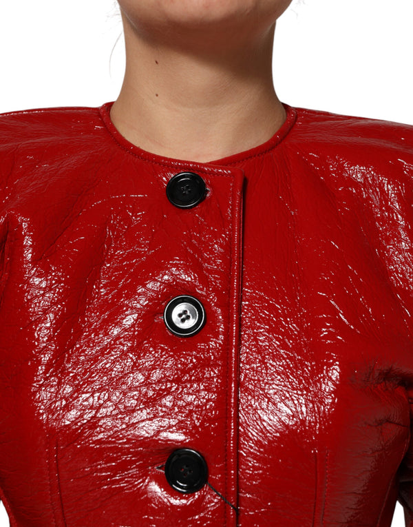 Dolce & Gabbana Red Wool Single Breasted Trench Coat Jacket