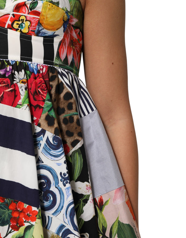 Dolce & Gabbana Multicolor Patchwork Cotton AlineMini Dress