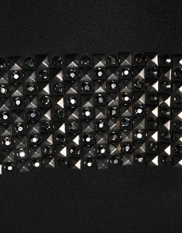 Dolce & Gabbana Black Crystal Embellished Collared Mini Dress