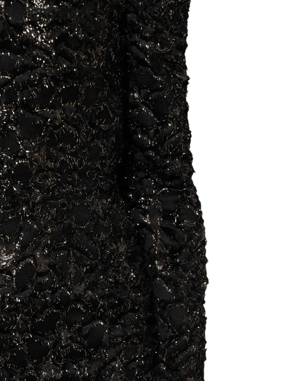 Dolce & Gabbana Black Sequin Bouclé Tweed Sheath Dress