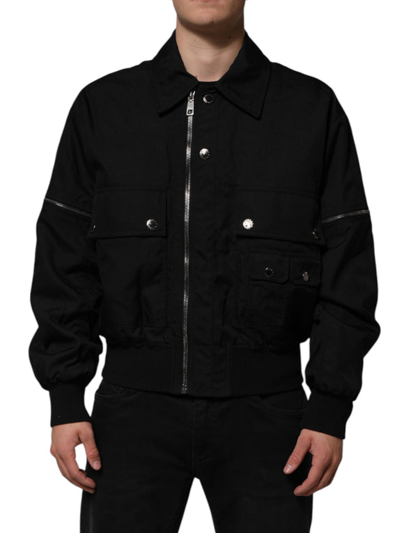 Dolce & Gabbana Black Patch Pocket Full Zip Bomber Jacket