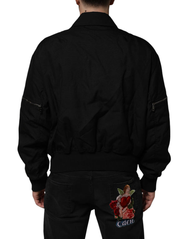 Dolce & Gabbana Black Patch Pocket Full Zip Bomber Jacket