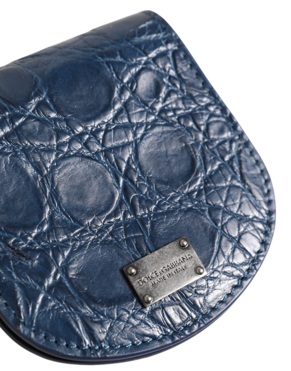 Dolce & Gabbana Blue Exotic Skin Coin Condom Case Holder Pocket Wallet
