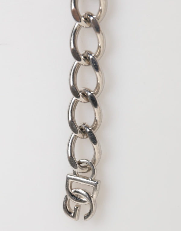 Dolce & Gabbana Silver Tone Brass Chain Lobster Clasp DG Logo Bracelet