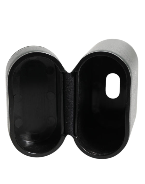 Dolce & Gabbana Black Leather Logo Print Flip Holder Men Airpods Case