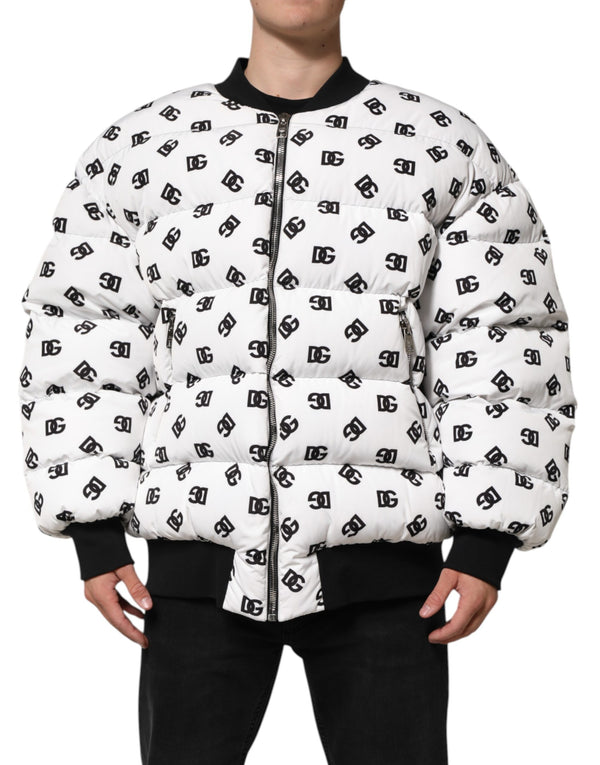 Dolce & Gabbana White DG Monogram Full Zip Quilted Jacket