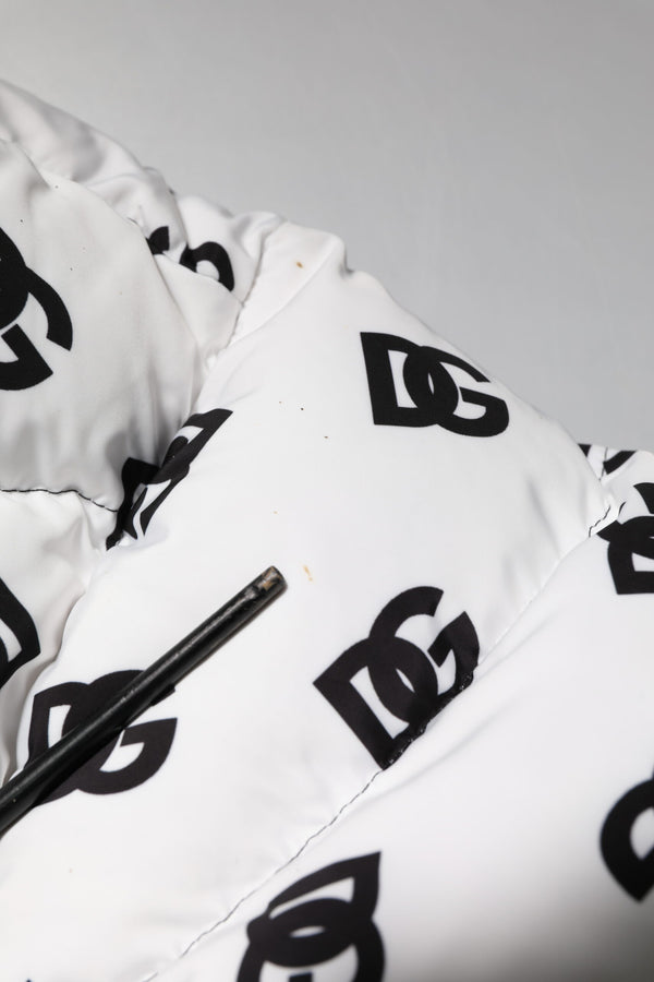Dolce & Gabbana White DG Monogram Full Zip Quilted Jacket