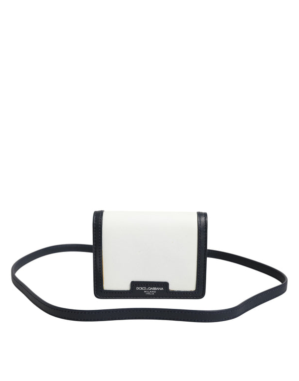 Dolce & Gabbana Beige Black Leather Card Holder Crossbody Men Borse Bag