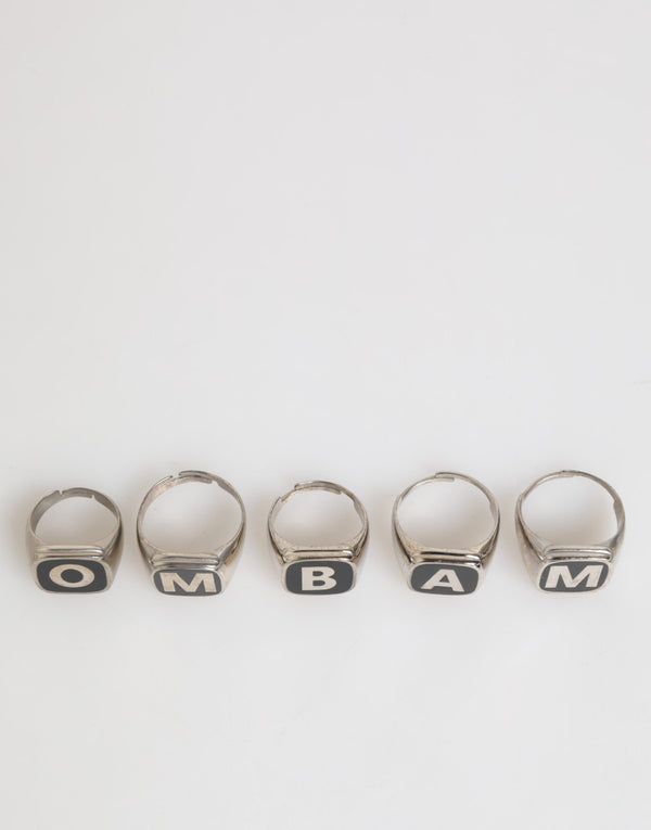 Dolce & Gabbana Silver Tone Brass Lettering Set 5 Pieces Adjustable Ring