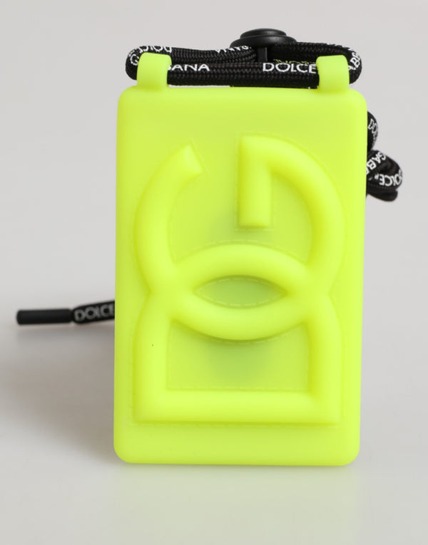 Dolce & Gabbana Yellow Green Rubber DG Embossed Adjustable Badge Holder