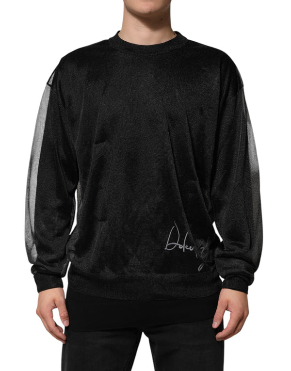 Dolce & Gabbana Black Polyester Pullover Sweatshirt Sweater