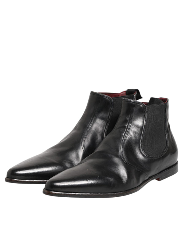 Dolce & Gabbana Black Chelsea Slip On Men Ankle Boots Shoes