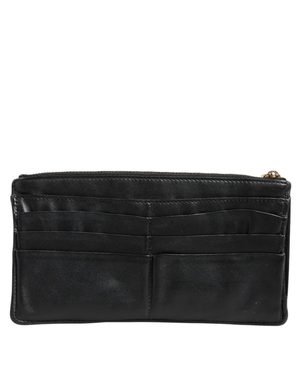 Dolce & Gabbana Black Calfskin Leather DG Logo Women Card Holder Wallet