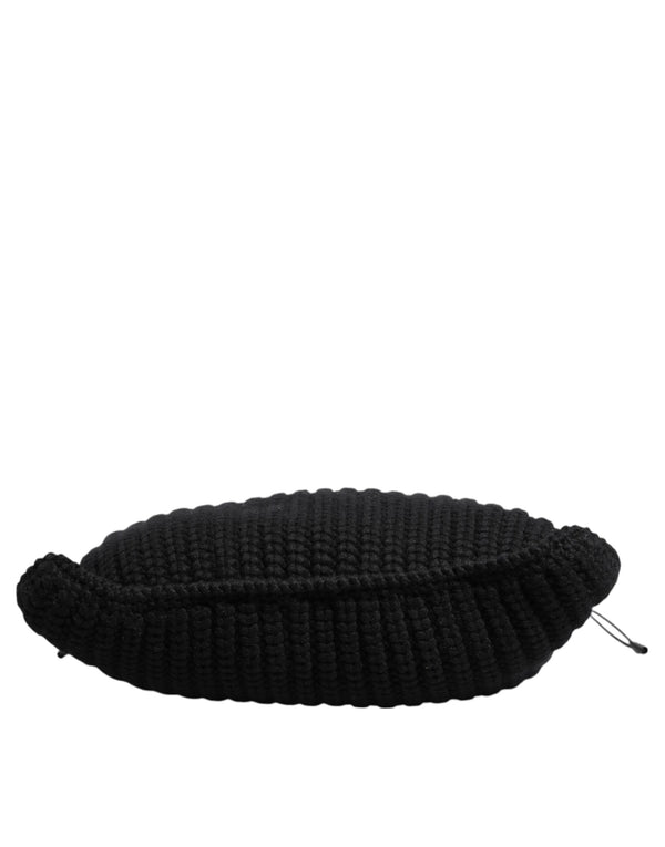 Dolce & Gabbana Black Cashmere Knitted Leather Shoulder Women Borse Bag