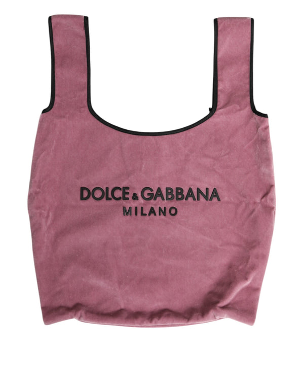 Dolce & Gabbana Pink Cotton Velvet DG MILANO Shoulder Shopping Borse Bag