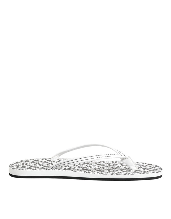 Dolce & Gabbana Black White Logo Beachwear Flats Slipper Shoes