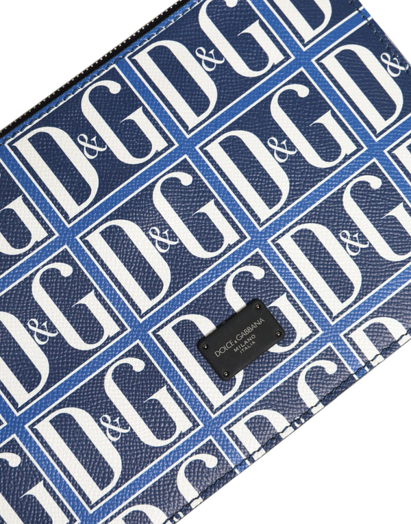 Dolce & Gabbana Blue White Leather D&G Logo Plaque Crossbody Borse Bag