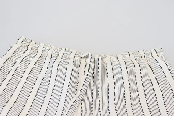 Dolce & Gabbana White Stripes Silk Lounge Trouser Pants