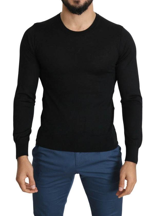 Dolce & Gabbana Black Cashmere Crewneck Pullover Sweater
