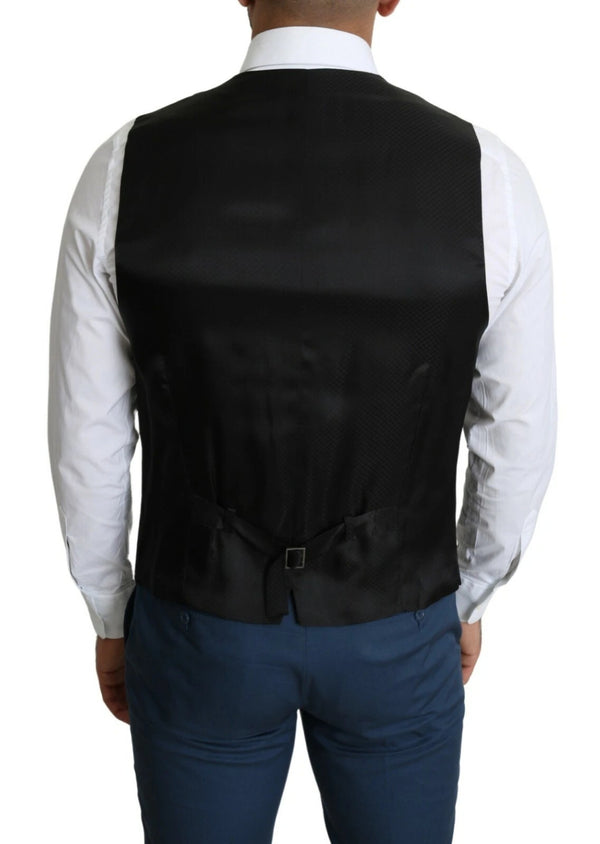 Dolce & Gabbana Black Wool Men Formal Waistcoat Vest