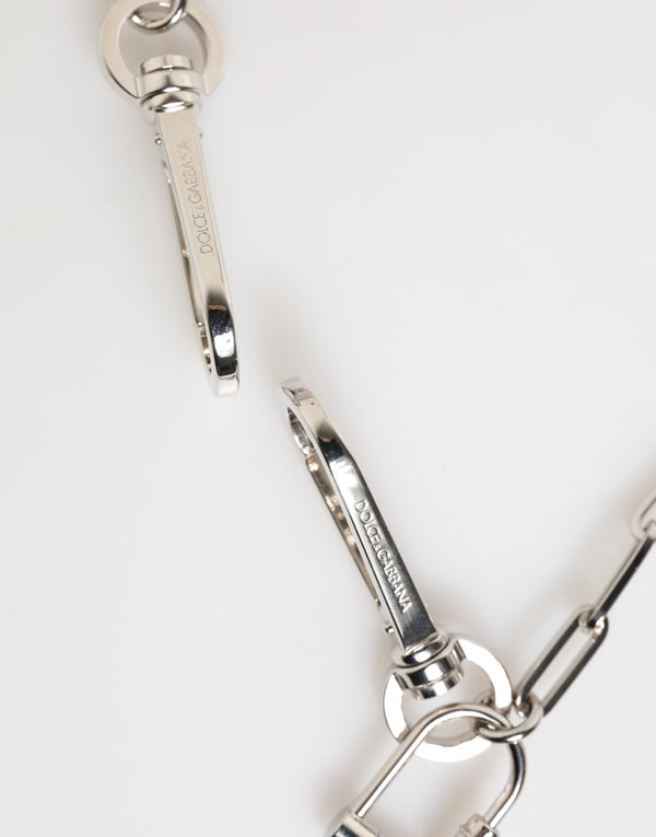 Dolce & Gabbana Silver Tone Metal Chain DG Logo Pendant Men Necklace