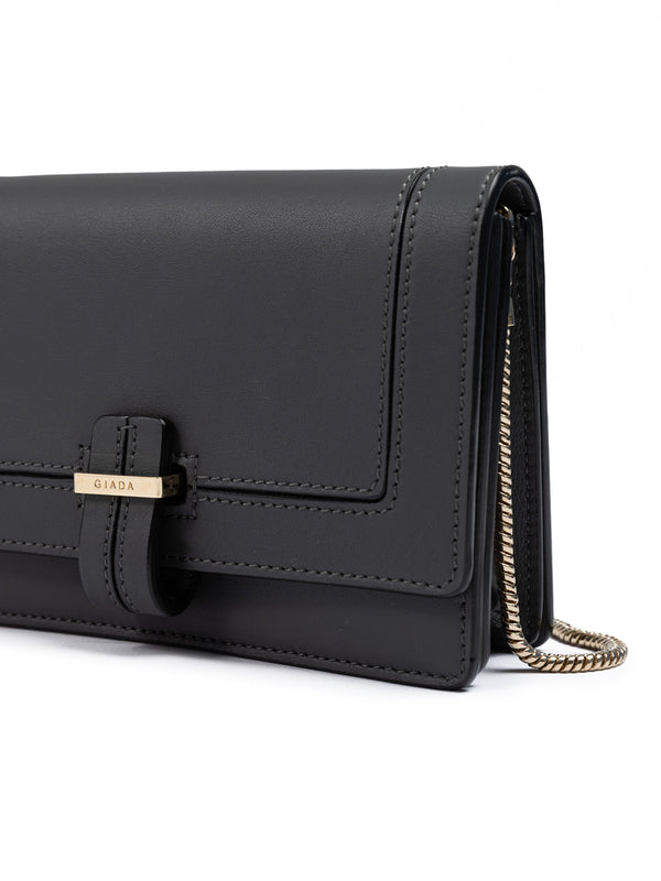 Giada Dark Grey Leather Clutch Bag