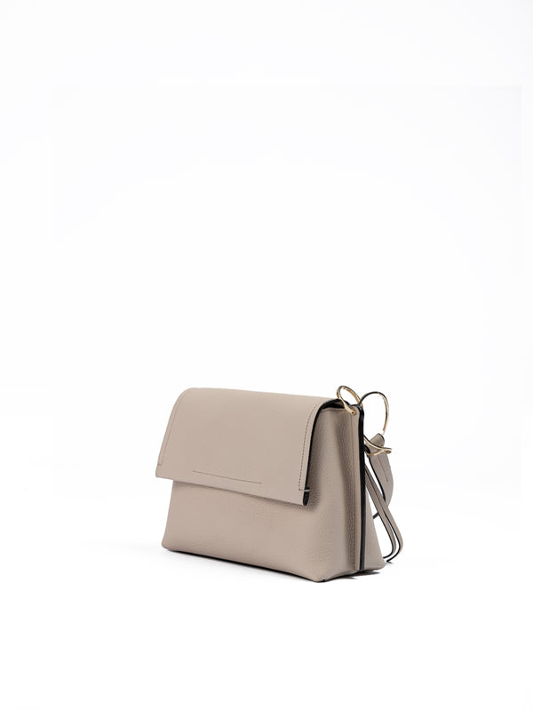 Giada Beige Grained Leather Crossbody Bag
