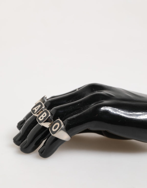 Dolce & Gabbana Silver Tone Brass Lettering Set 5 Pieces Adjustable Ring