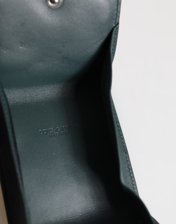 Dolce & Gabbana Dark Green Leather DG Logo Coin Purse Bag Charm Wallet